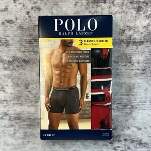 NIB Polo Ralph Lauren Classic Fit Cotton Boxer Briefs 3-Pack M MSRP $49.50